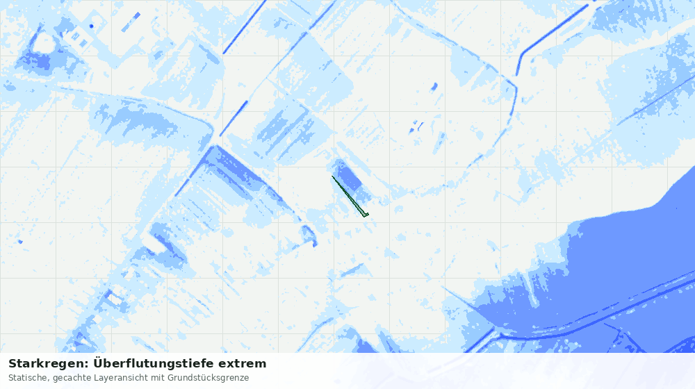 Statische Kartenansicht: Starkregen: Überflutungstiefe extrem