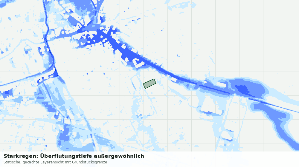 Statische Kartenansicht: Starkregen: Überflutungstiefe außergewöhnlich