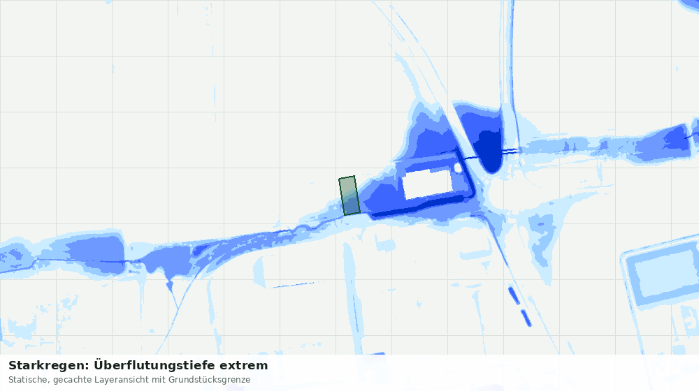 Statische Kartenansicht: Starkregen: Überflutungstiefe extrem