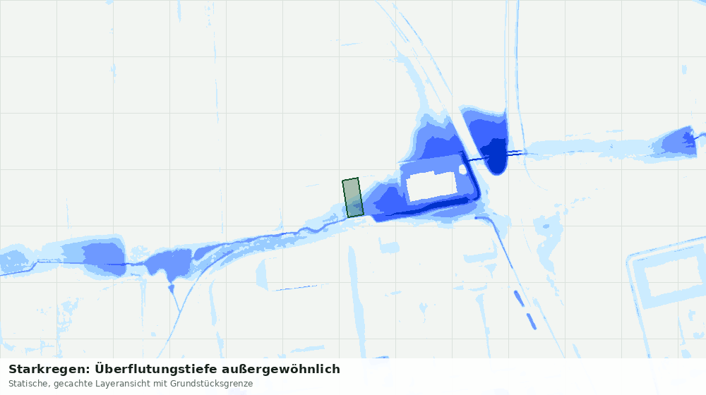 Statische Kartenansicht: Starkregen: Überflutungstiefe außergewöhnlich
