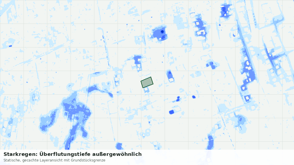 Statische Kartenansicht: Starkregen: Überflutungstiefe außergewöhnlich