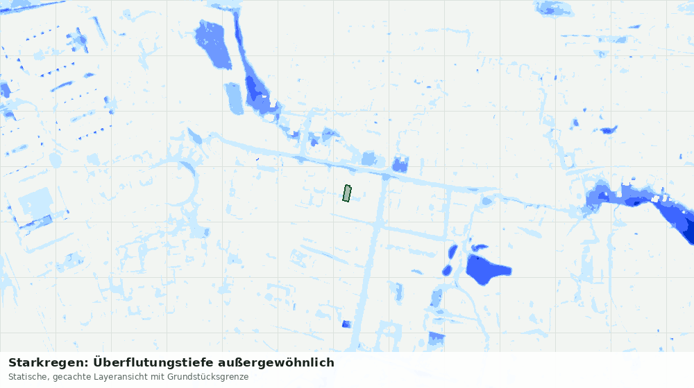 Statische Kartenansicht: Starkregen: Überflutungstiefe außergewöhnlich