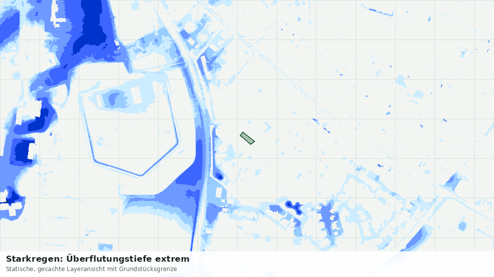 Statische Kartenansicht: Starkregen: Überflutungstiefe extrem