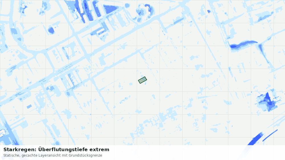 Statische Kartenansicht: Starkregen: Überflutungstiefe extrem