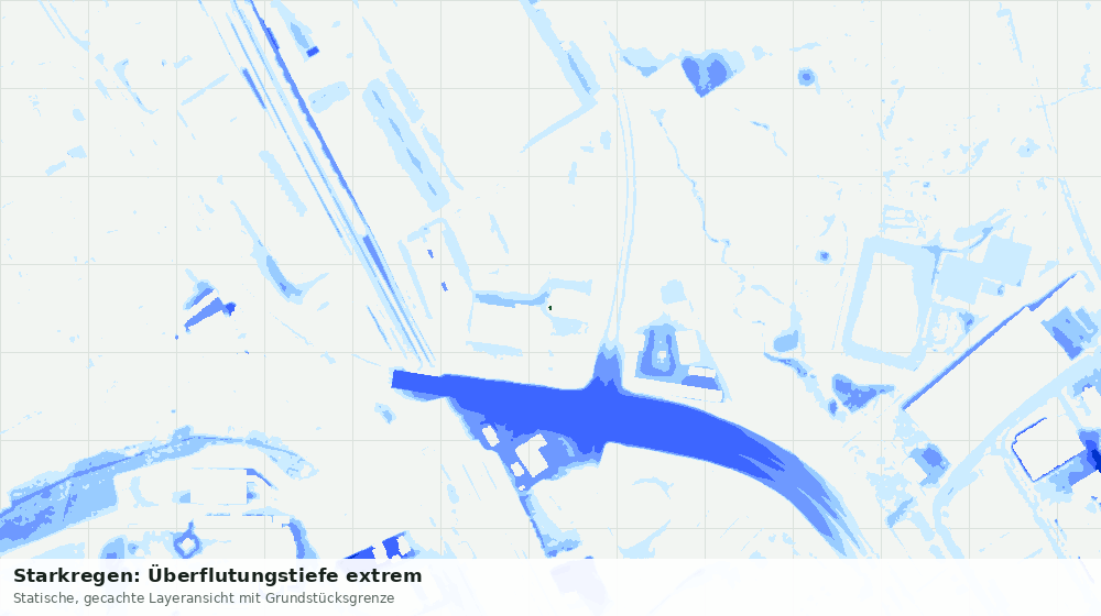 Statische Kartenansicht: Starkregen: Überflutungstiefe extrem