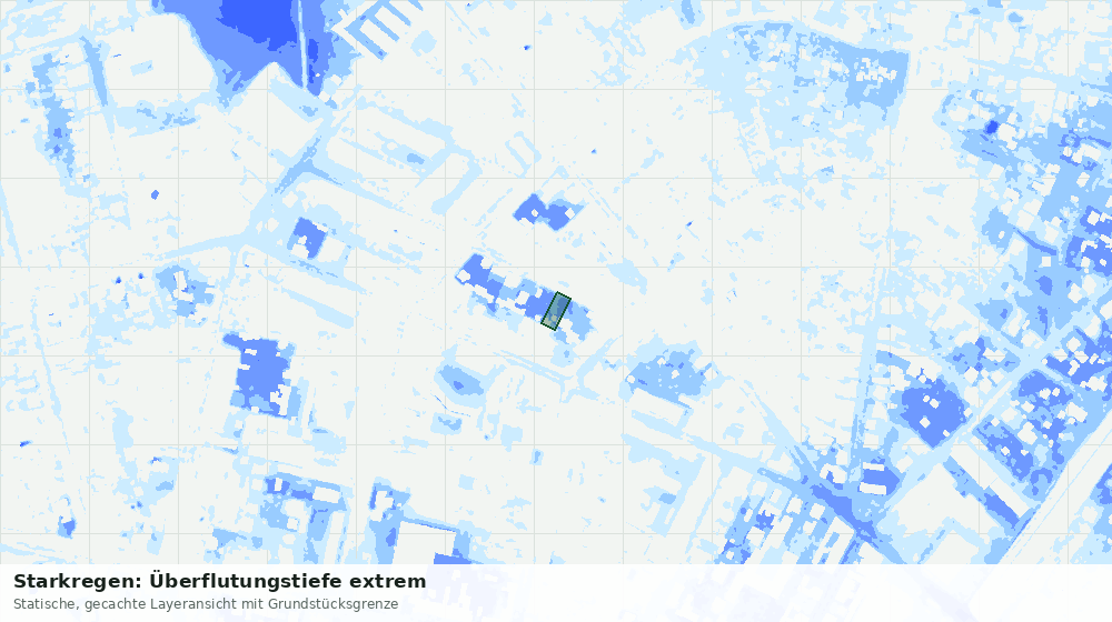 Statische Kartenansicht: Starkregen: Überflutungstiefe extrem