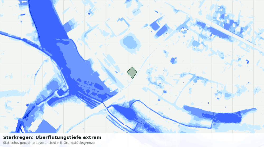 Statische Kartenansicht: Starkregen: Überflutungstiefe extrem