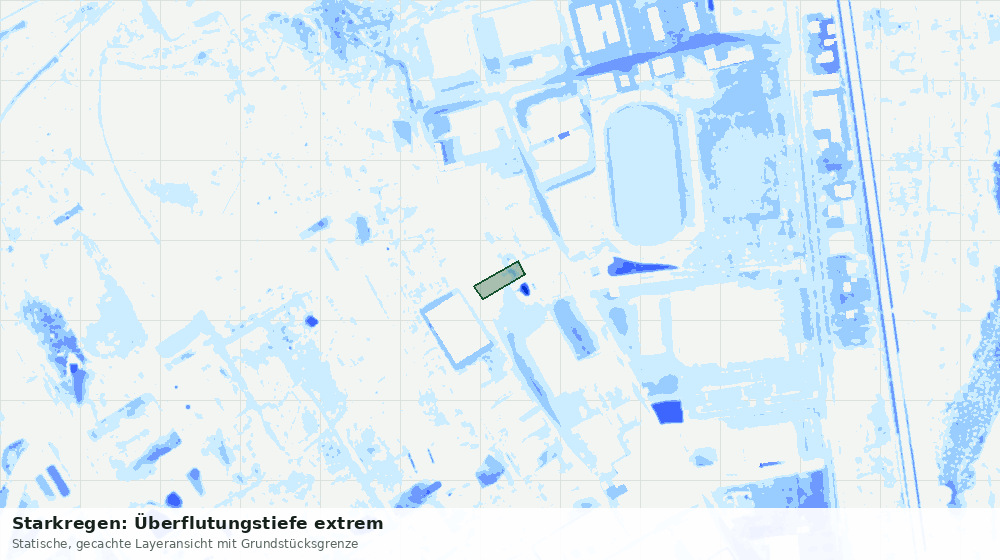 Statische Kartenansicht: Starkregen: Überflutungstiefe extrem
