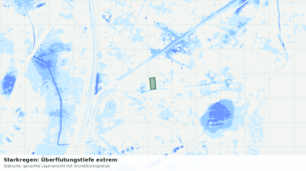 Statische Kartenansicht: Starkregen: Überflutungstiefe extrem