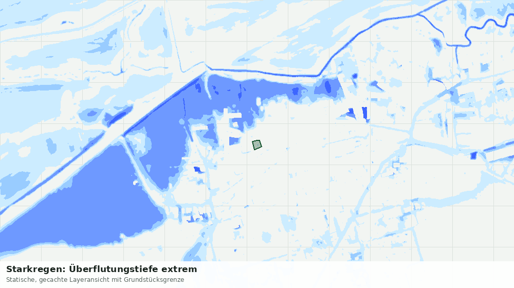 Statische Kartenansicht: Starkregen: Überflutungstiefe extrem
