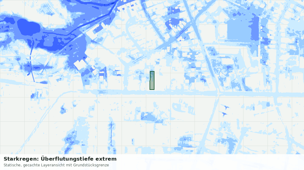Statische Kartenansicht: Starkregen: Überflutungstiefe extrem