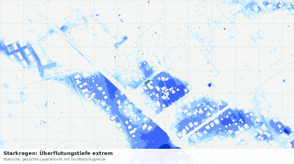 Statische Kartenansicht: Starkregen: Überflutungstiefe extrem