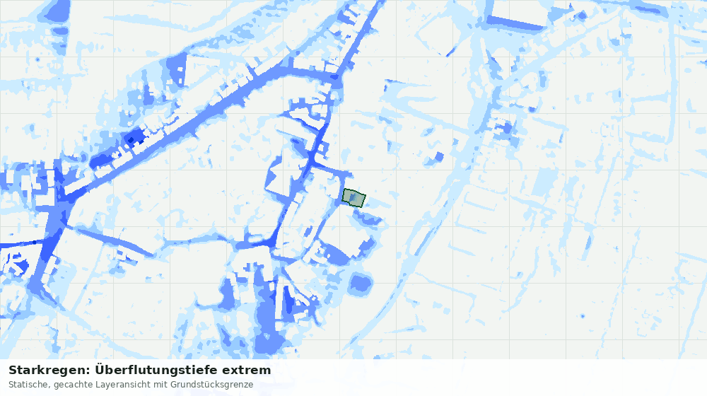 Statische Kartenansicht: Starkregen: Überflutungstiefe extrem