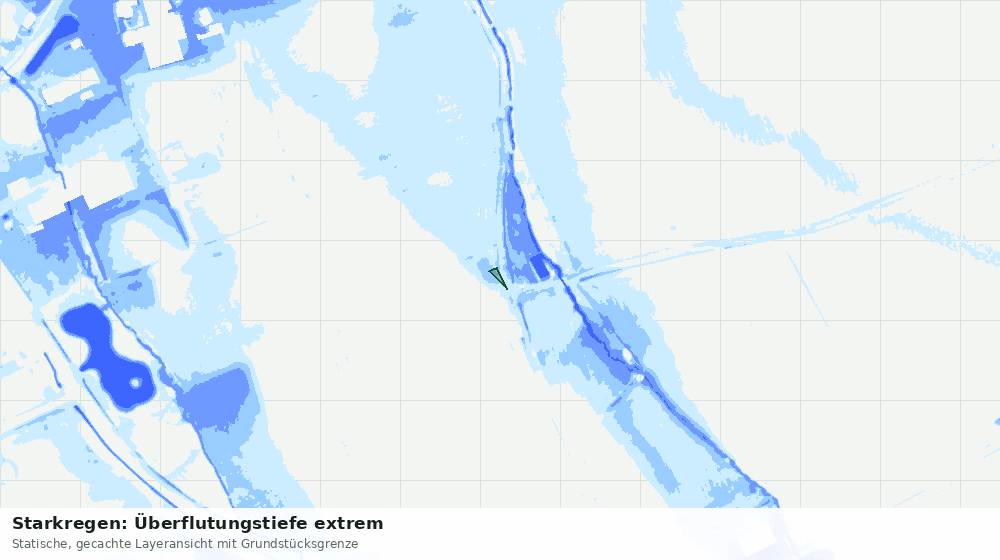 Statische Kartenansicht: Starkregen: Überflutungstiefe extrem
