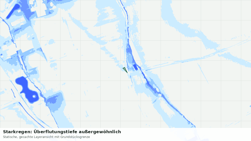 Statische Kartenansicht: Starkregen: Überflutungstiefe außergewöhnlich