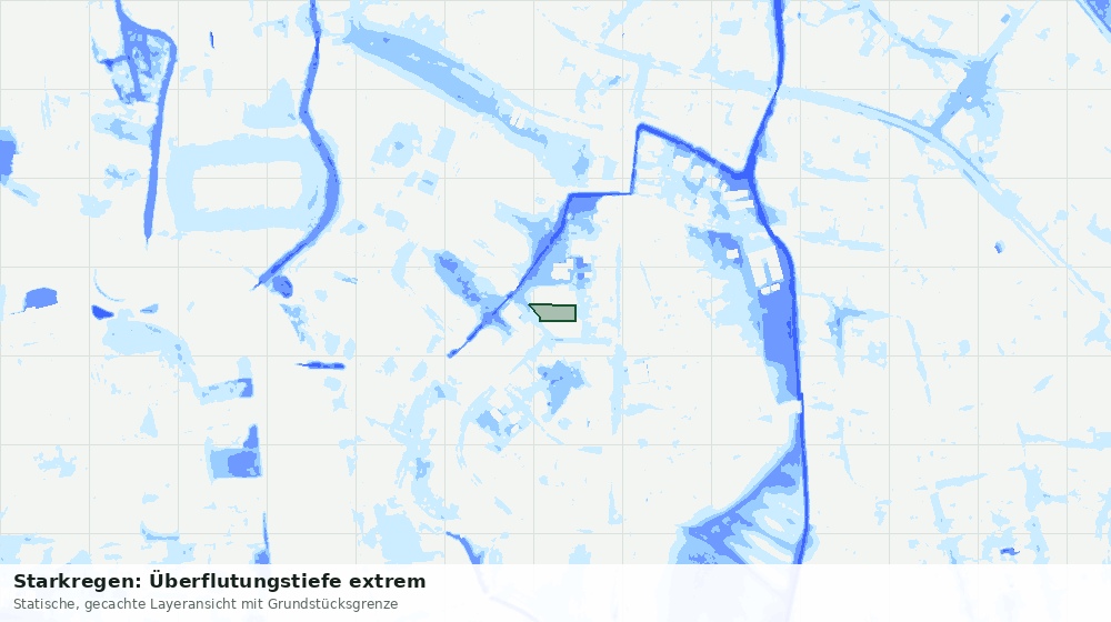 Statische Kartenansicht: Starkregen: Überflutungstiefe extrem