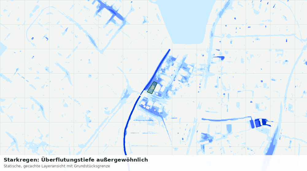 Statische Kartenansicht: Starkregen: Überflutungstiefe außergewöhnlich