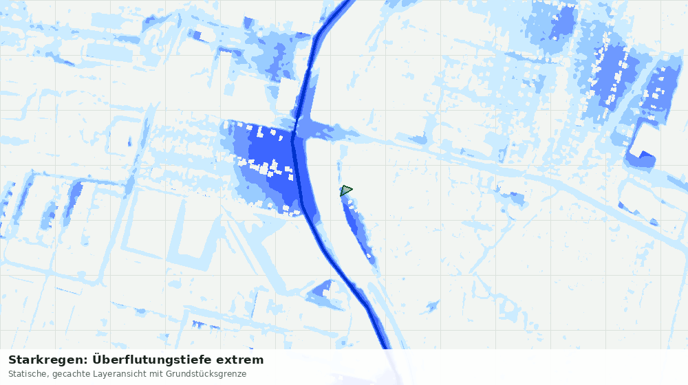 Statische Kartenansicht: Starkregen: Überflutungstiefe extrem