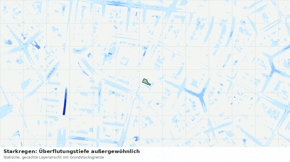 Statische Kartenansicht: Starkregen: Überflutungstiefe außergewöhnlich