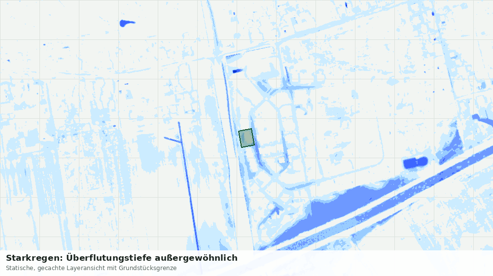 Statische Kartenansicht: Starkregen: Überflutungstiefe außergewöhnlich