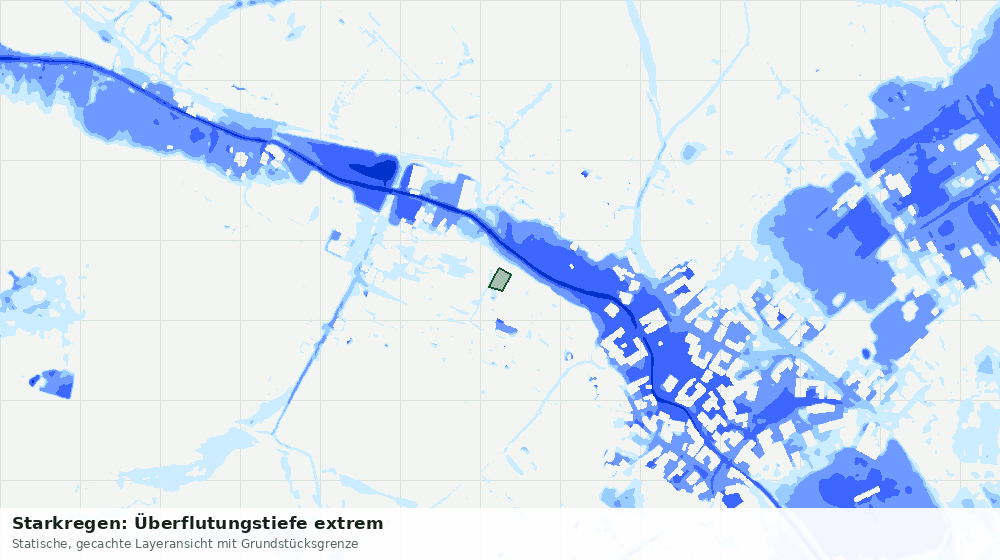 Statische Kartenansicht: Starkregen: Überflutungstiefe extrem