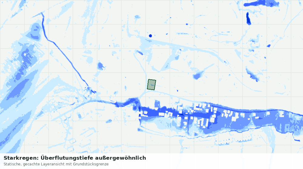 Statische Kartenansicht: Starkregen: Überflutungstiefe außergewöhnlich