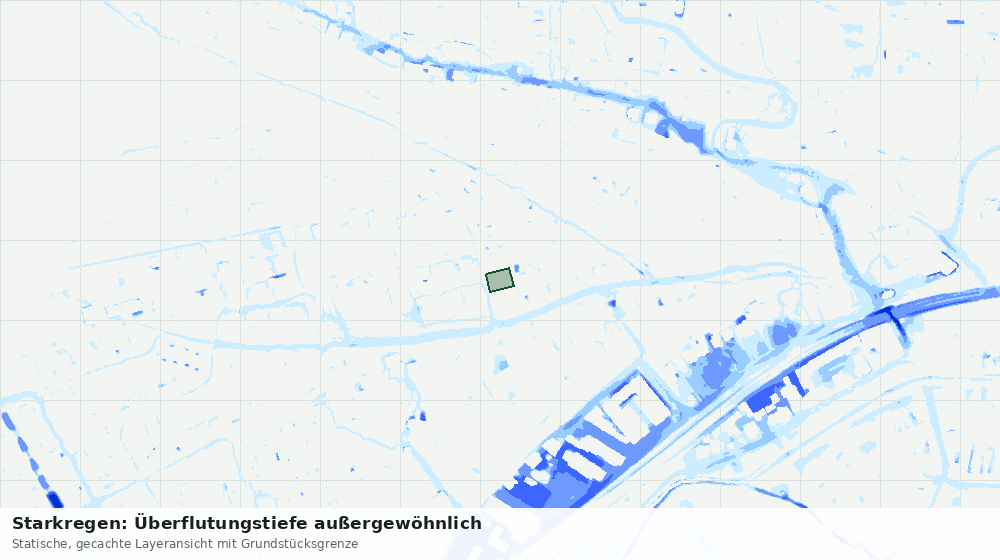 Statische Kartenansicht: Starkregen: Überflutungstiefe außergewöhnlich