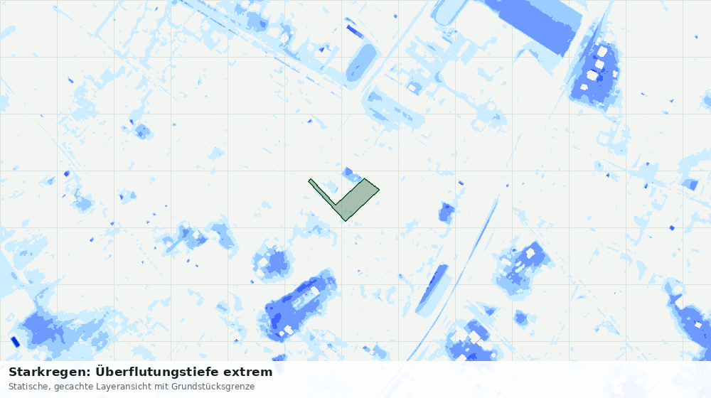 Statische Kartenansicht: Starkregen: Überflutungstiefe extrem