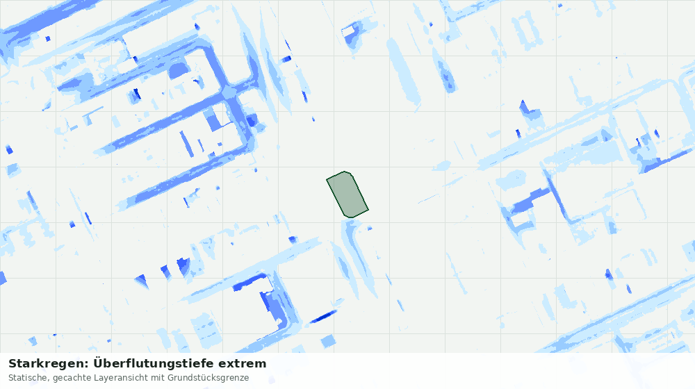 Statische Kartenansicht: Starkregen: Überflutungstiefe extrem