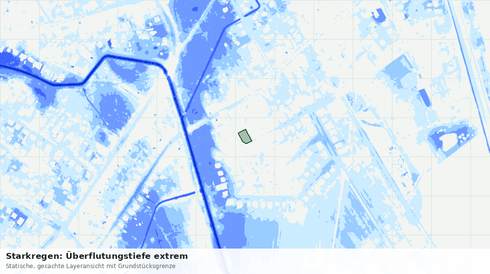 Statische Kartenansicht: Starkregen: Überflutungstiefe extrem