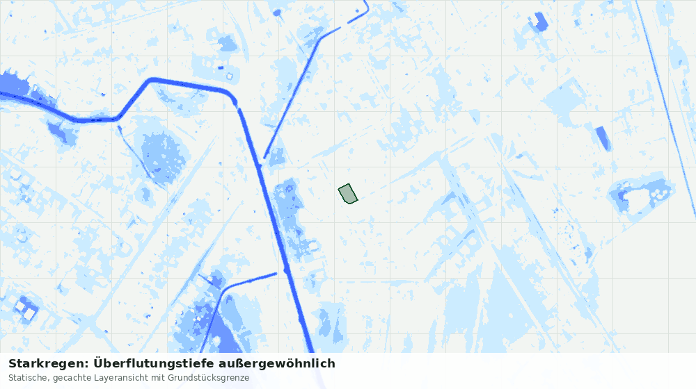 Statische Kartenansicht: Starkregen: Überflutungstiefe außergewöhnlich