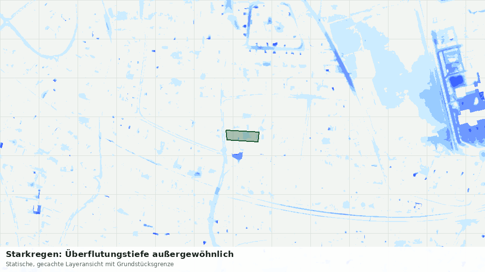 Statische Kartenansicht: Starkregen: Überflutungstiefe außergewöhnlich