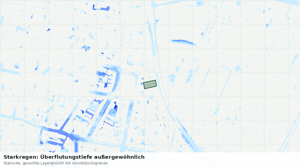 Statische Kartenansicht: Starkregen: Überflutungstiefe außergewöhnlich