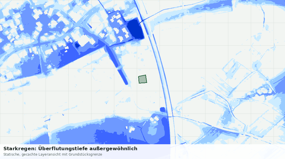 Statische Kartenansicht: Starkregen: Überflutungstiefe außergewöhnlich