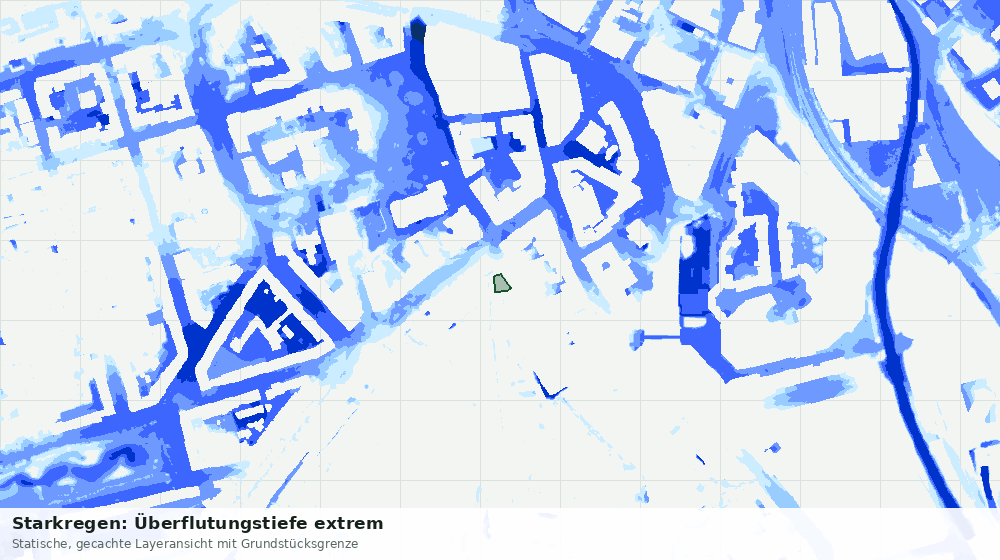 Statische Kartenansicht: Starkregen: Überflutungstiefe extrem
