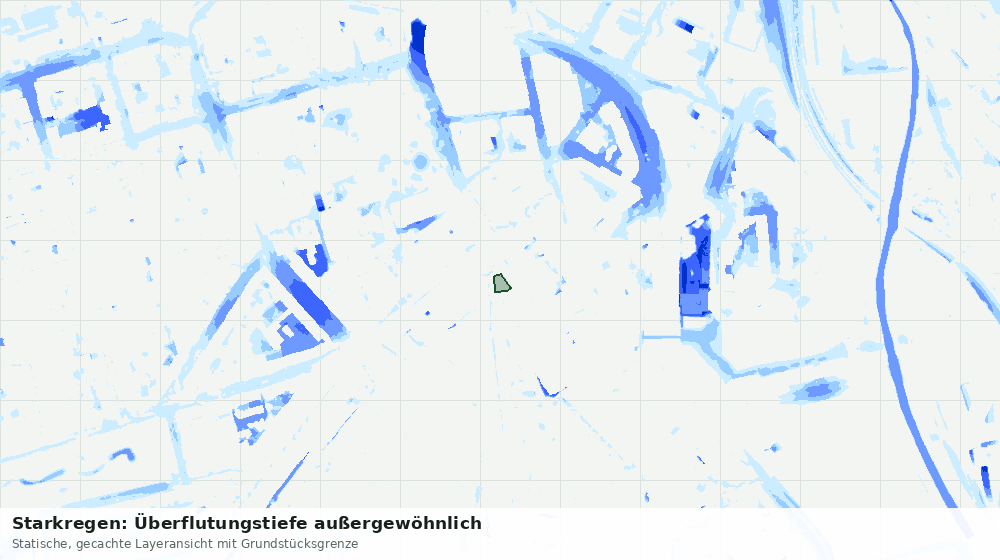 Statische Kartenansicht: Starkregen: Überflutungstiefe außergewöhnlich