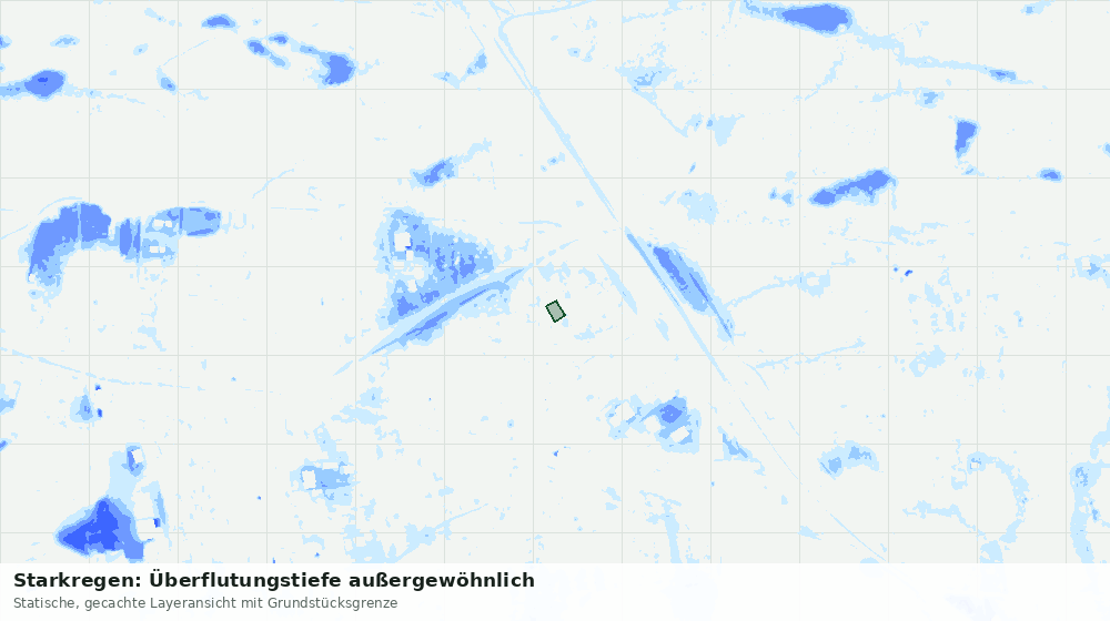 Statische Kartenansicht: Starkregen: Überflutungstiefe außergewöhnlich