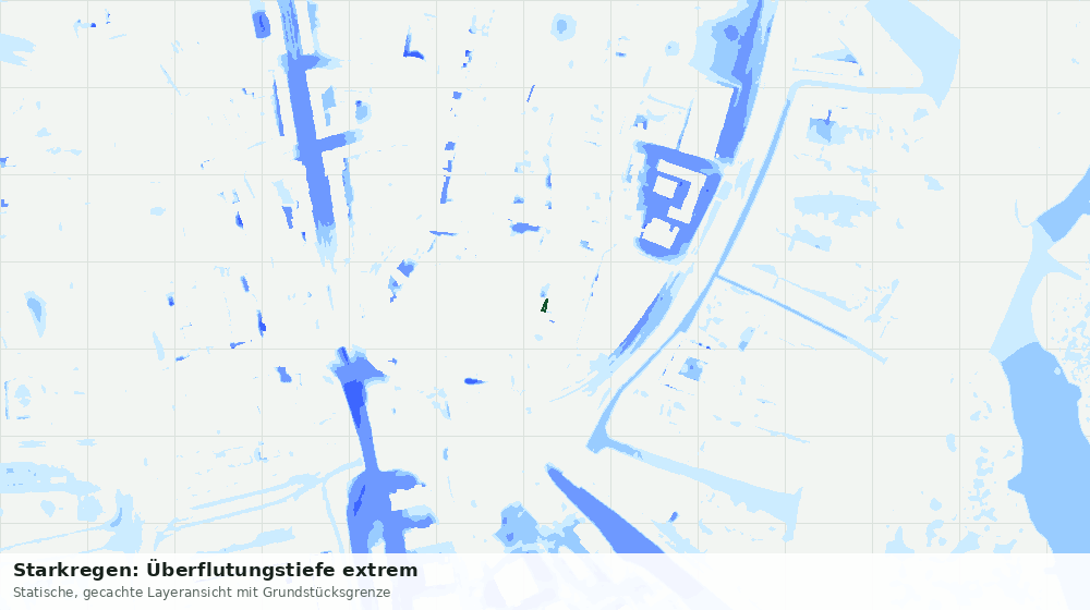Statische Kartenansicht: Starkregen: Überflutungstiefe extrem