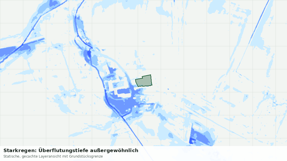 Statische Kartenansicht: Starkregen: Überflutungstiefe außergewöhnlich