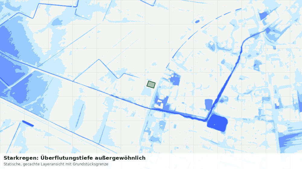 Statische Kartenansicht: Starkregen: Überflutungstiefe außergewöhnlich