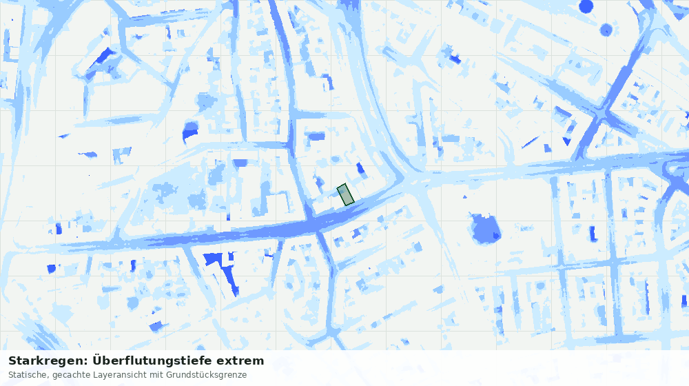 Statische Kartenansicht: Starkregen: Überflutungstiefe extrem