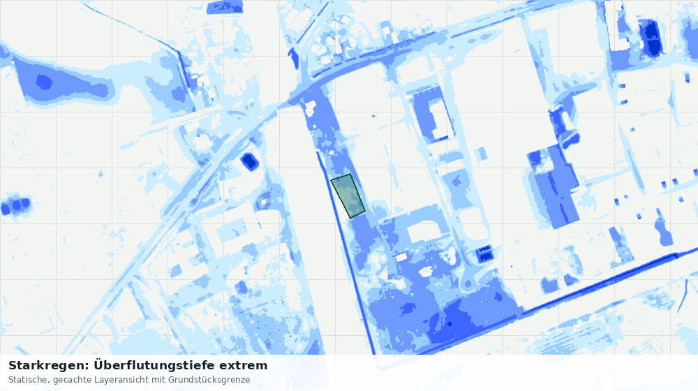 Statische Kartenansicht: Starkregen: Überflutungstiefe extrem