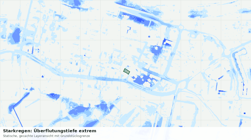Statische Kartenansicht: Starkregen: Überflutungstiefe extrem