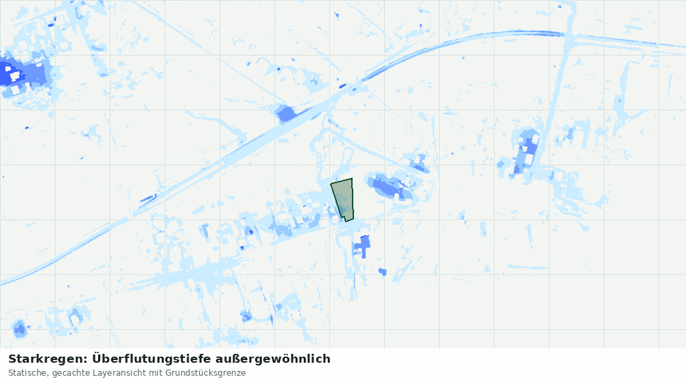 Statische Kartenansicht: Starkregen: Überflutungstiefe außergewöhnlich