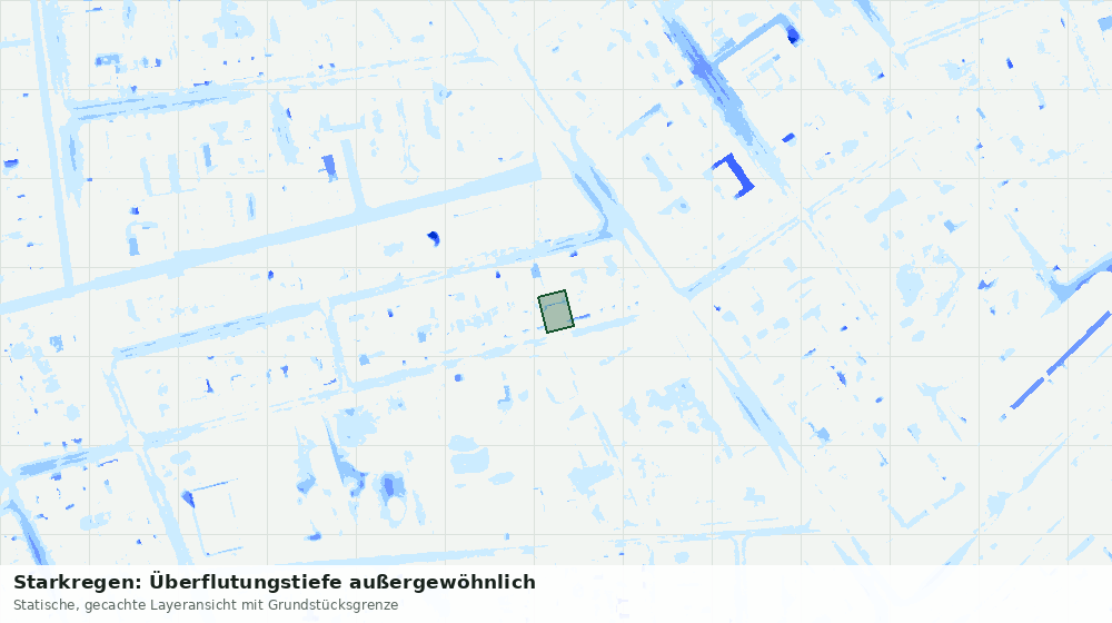 Statische Kartenansicht: Starkregen: Überflutungstiefe außergewöhnlich