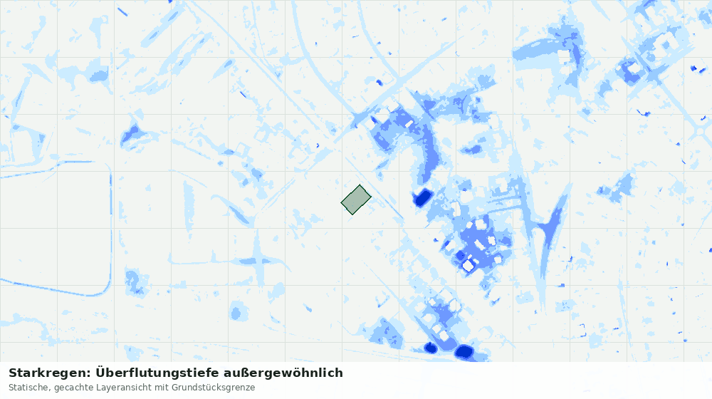 Statische Kartenansicht: Starkregen: Überflutungstiefe außergewöhnlich