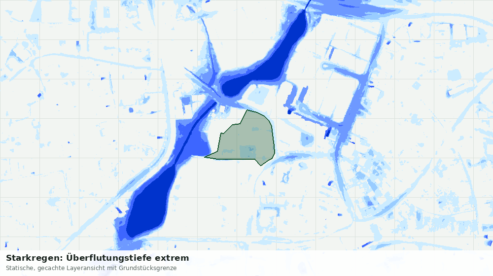 Statische Kartenansicht: Starkregen: Überflutungstiefe extrem