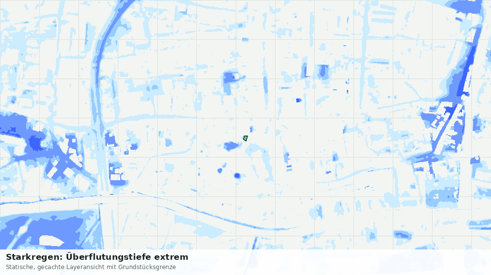 Statische Kartenansicht: Starkregen: Überflutungstiefe extrem