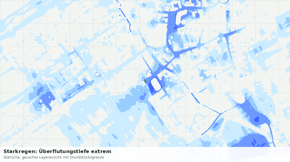 Statische Kartenansicht: Starkregen: Überflutungstiefe extrem