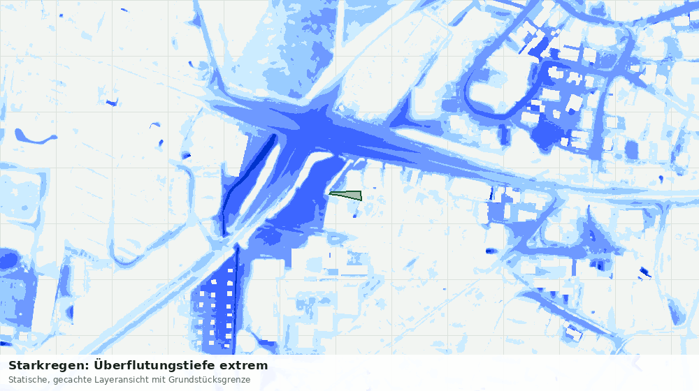 Statische Kartenansicht: Starkregen: Überflutungstiefe extrem